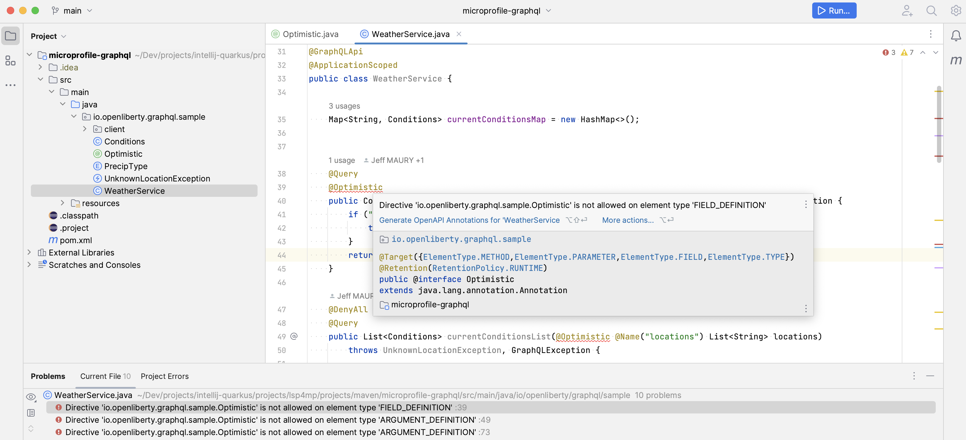 GraphQL 指令放置验证